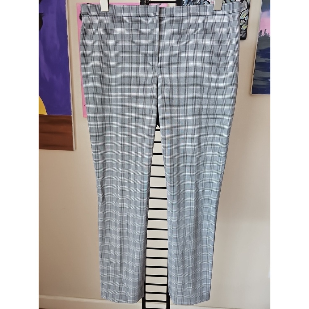 THEORY Women's‎ Classic Skinny Crop Pant Mcclair Plaid Black White 8